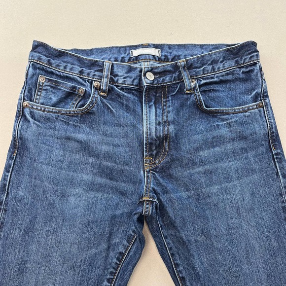 Uniqlo Selvedge Jeans Mens 32x32 Blue Denim Slim Straight Fit Medium Wash - Picture 2 of 8